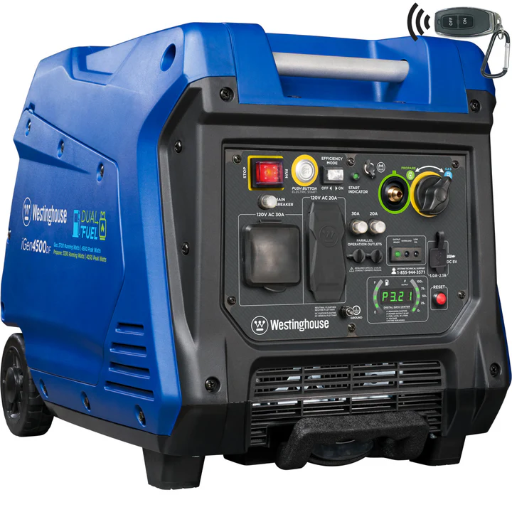 1-278-1.webp Westinghouse iGen4500DF 3700W Dual Fuel Portable Inverter Generators. - Image 1