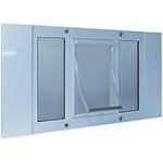 Ideal Pet Products Aluminum Sash Window Pet Door, Adjustable to Fit Window Widths from 33″ to 38″, Large 10-1/2” x 15” Flap Size