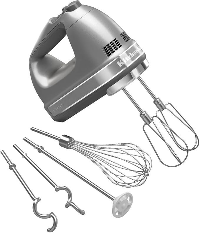 611qXJBeUmL._AC_SX679_.jpg KitchenAid 9-Speed Digital Hand Mixer with Turbo Beater II Accessories and Pro Whisk – Contour Silver - Image 1