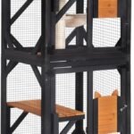 Aivituvin Cat House Window Catio Outdoor Cat Enclosure Mobile Kitty Shelter on Wheels Pet Cage with Resting Box,Hammocks,Waterproof Cover