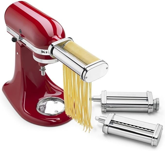 61QGCu2ooiL._AC_SX679_.jpg KitchenAid Stand Mixer Attachment, KSMPRA 3-Piece Pasta Roller & Cutter Set - Image 1