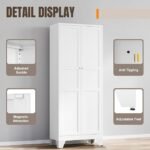 Yizosh Metal Pantry Cabinet, 75″ Kitchen Pantry with 2 Door and 4 Adjustable Shelves,White Metal Pantry Storage Cabinet,Cupboard for Kitchen,Dining Room,Living Room and Bathroom - Image 2