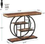Tribesigns 41.3″ Console Table, Industrial 4-Tier Sofa Table Entryway Table with Circle Base, Narrow Wood Accent Tables with Storage Shelves for Living Room, Hallway, Foyer, Rustic Brown - Image 4