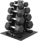 Fitvids Rubber Coated Hex Dumbbell Set with Storage Rack, 100/150/200/550 LB Hand Weight Set with Anti-Slip Grip for Home Gym