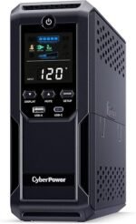 CyberPower CP1500AVRLCD3 Intelligent LCD UPS System, 1500VA/900W, 12 Outlets, 2 USB Ports, AVR, Mini Tower, Black - Image 4