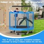 ZCMHAXJ 55″ Trampoline for Kids with Enclosure, 440lbs Capacity Indoor & Outdoor Toddler Trampoline with Adjustable Gymnastics Bar & Toys, for Boys & Girls - Image 2
