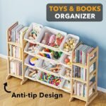 SpaceAid Toy Storage Organizer with 6 Shelves and 12 Bins, Bookshelf/Bookcase, Kids Bin Shelf, Toys Box for Playroom Organization for Bedroom & Room Decor, White, 52.3″ W - Image 3
