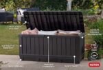 PatioZen 100 Gallon Resin Deck Box, Lockable Patio Outdoor Storage Box for Furniture, Garden Tools and Tools Storage, Waterproof Outside Storage Boxes – Black - Image 4