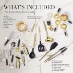 Black and Gold Kitchen Utensils Set – 23-Piece Luxury Kitchen Accessories Includes Gold Measuring Cups, Spoons, Silicone Cooking Utensils and Tools for Baking, Cooking, and Stylish Kitchen Decor - Image 2