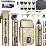 GSKY Hair Clippers for Men Professional, Beard Trimmer Kits & Sets, Cordless Mens Hair Trimmer, Electric Shavers, Haircutting Machine with LED Display, for Barber