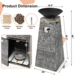 Costway 48 Inch Propane Fire Bowl Column with Lavas Rocks and PVC Covers - Image 4