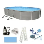 Belize 12-ft x 24-ft Oval 52-in Deep 6-in Top Rail Metal Wall Swimming Pool Package - Image 4